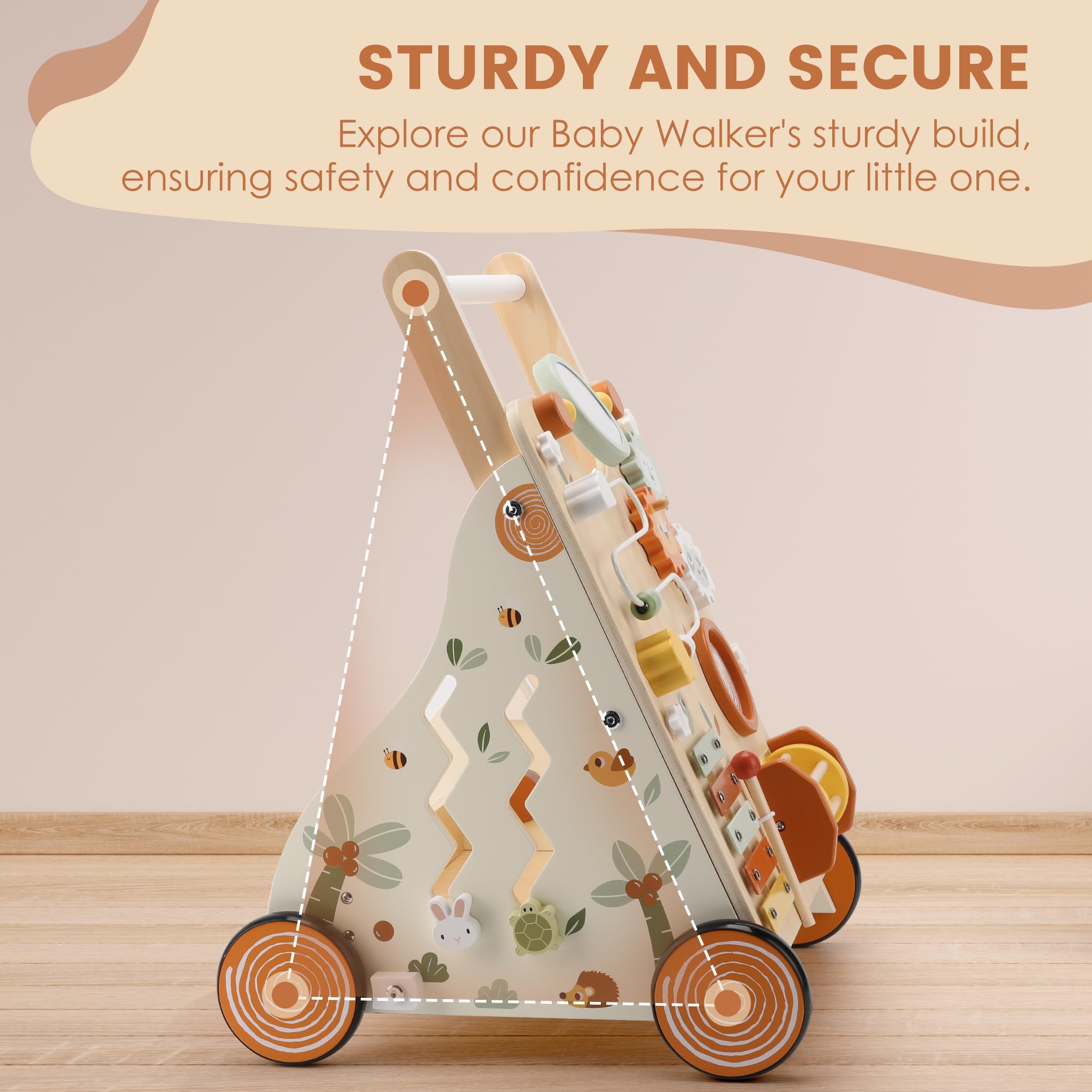 Sturdy and secure Pithfor baby walker featuring a robust design with engaging activities, ensuring safety and confidence for your child's first steps