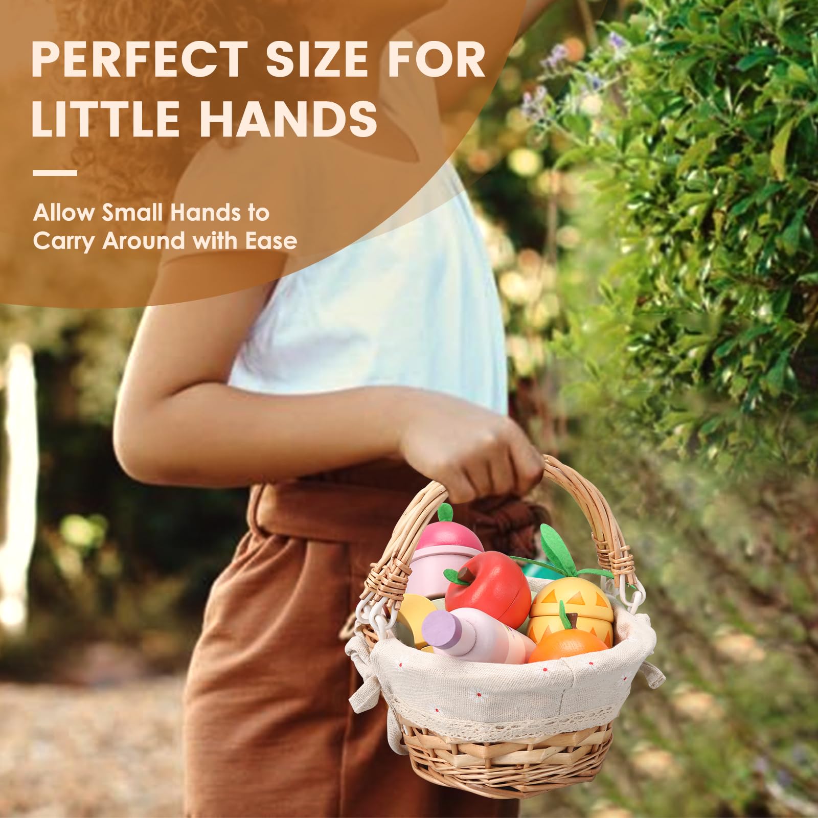 Perfect size for little hands! Pithfor picnic basket playset is lightweight and easy for kids to carry, promoting imaginative play and enhancing fine motor skills